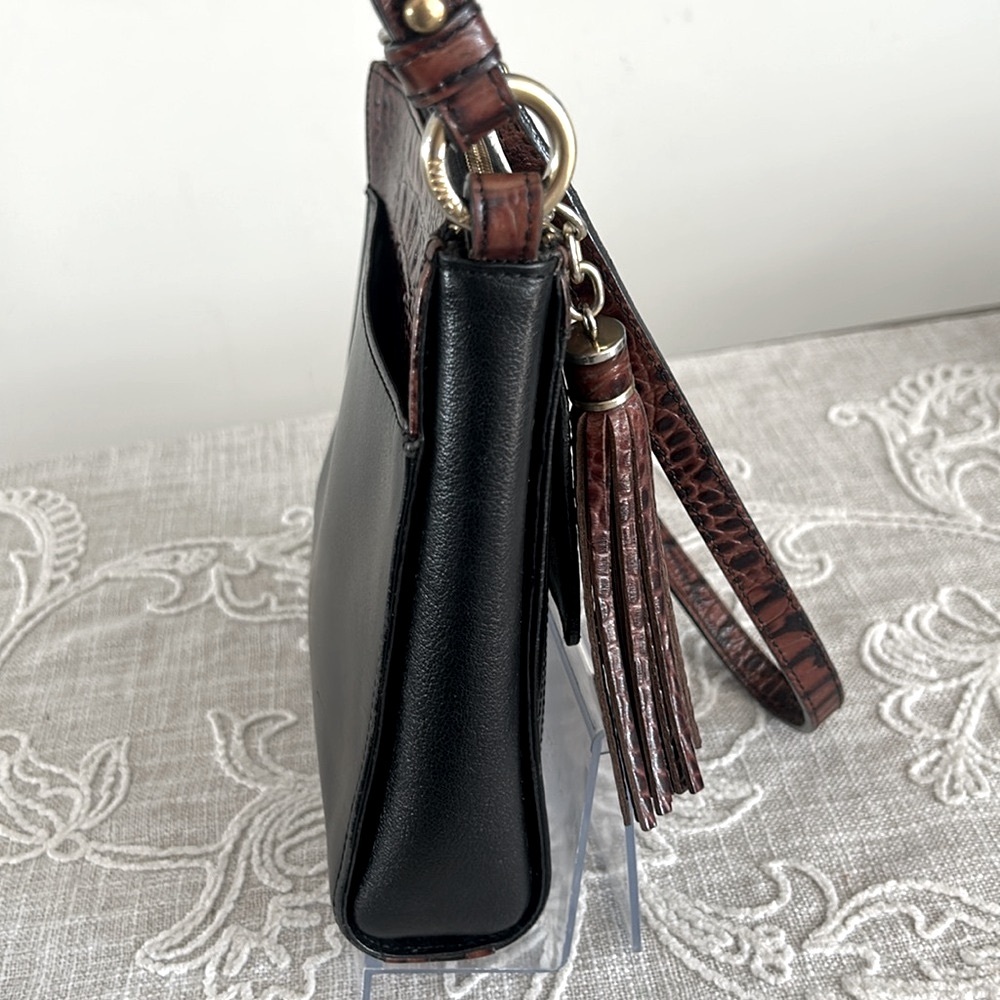 Brahmin Mimosa Tuscan Black/Croc Embossed Trim Crossbody Bag - Picture 8 of 16